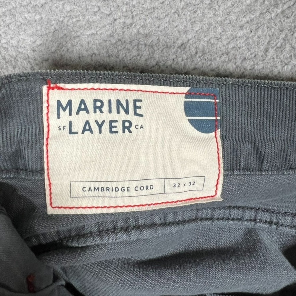 Marine Layer Pants Mens 30x32 Gray Cambridge Corduroy Slim Straight Casual Logo - Picture 9 of 11